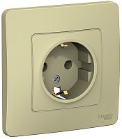 Розетка с заземлением с рамкой Systeme Electric Blanca 1-м. бежевый картинка